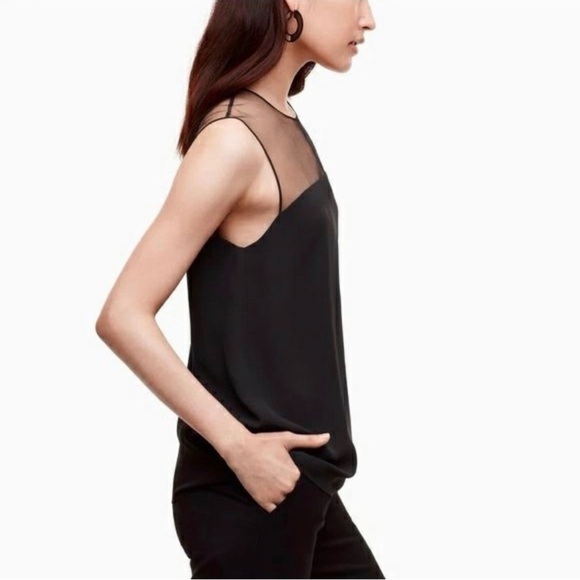 Aritzia Babaton Lionel Sleeveless Black Mesh Blouse - Picture 2 of 12